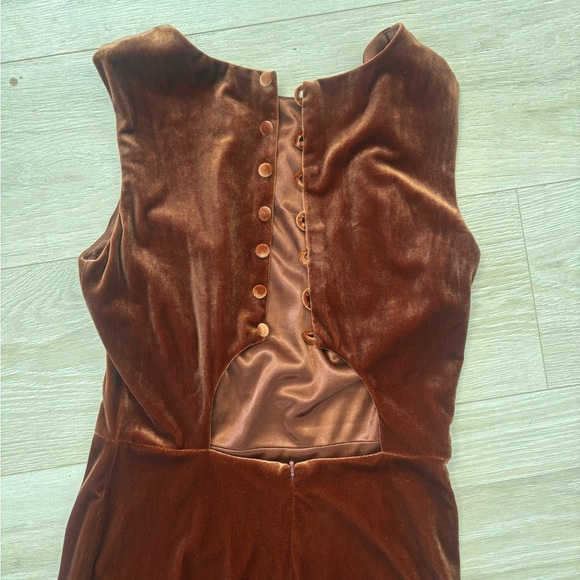 Revelry Rust Velvet Cleo fall maxi formal bridesmaid dress - Picture 4 of 5